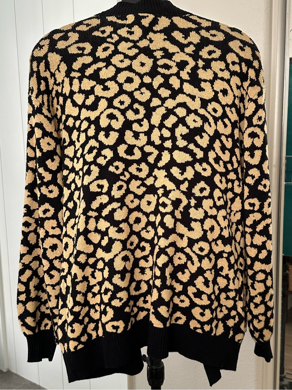 POPSUGAR Black and Beige Leopard Open Cardigan - Picture 3 of 14